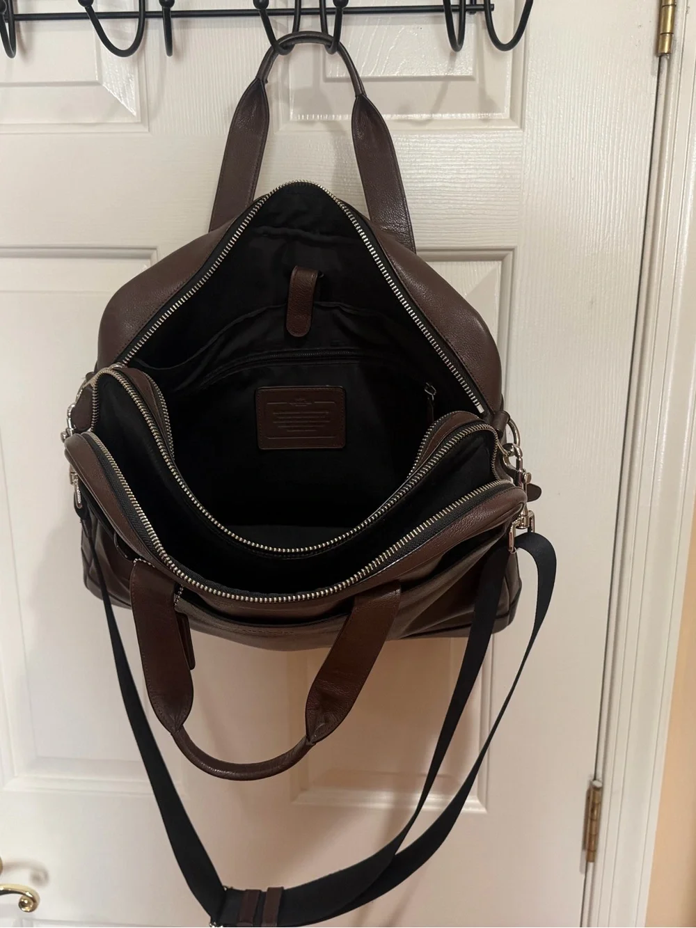 Coach Briefcase in dark chocolate pebble leather